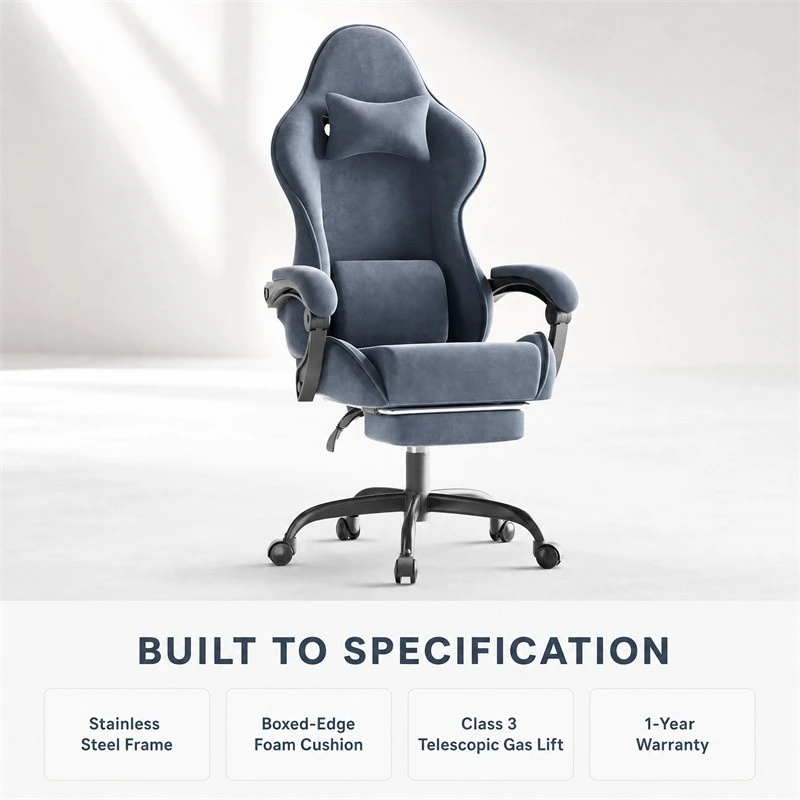 Morandi Grey Velvet Fabric Gaming Chair high quality