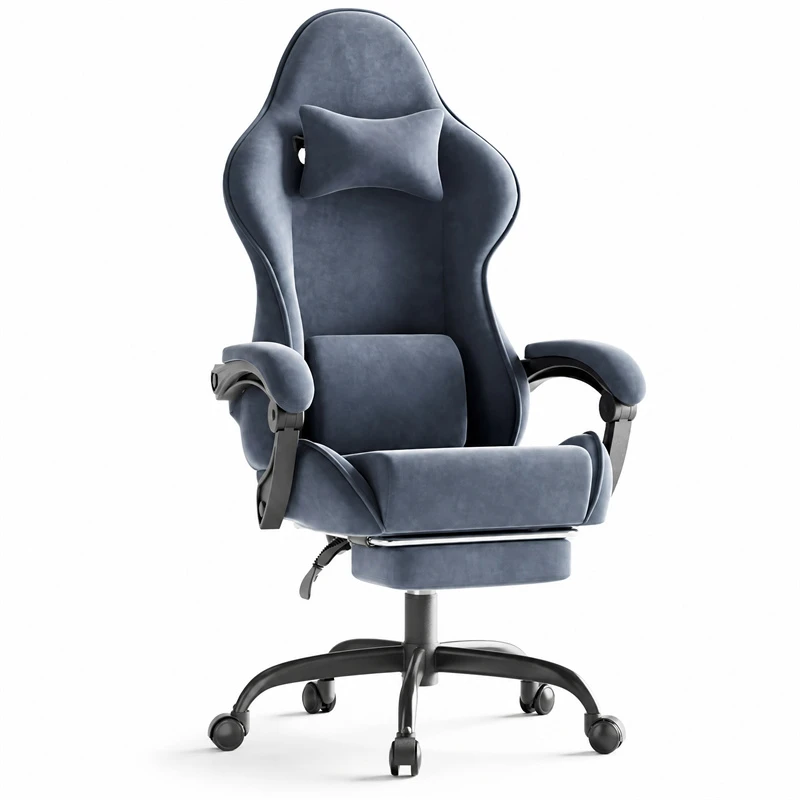 Morandi Grey Velvet Fabric Gaming Chair