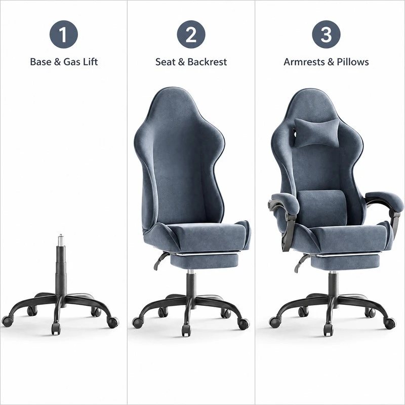 Morandi Grey Velvet Fabric Gaming Chair high quality