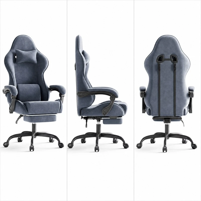 Morandi Grey Velvet Fabric Gaming Chair suppliers